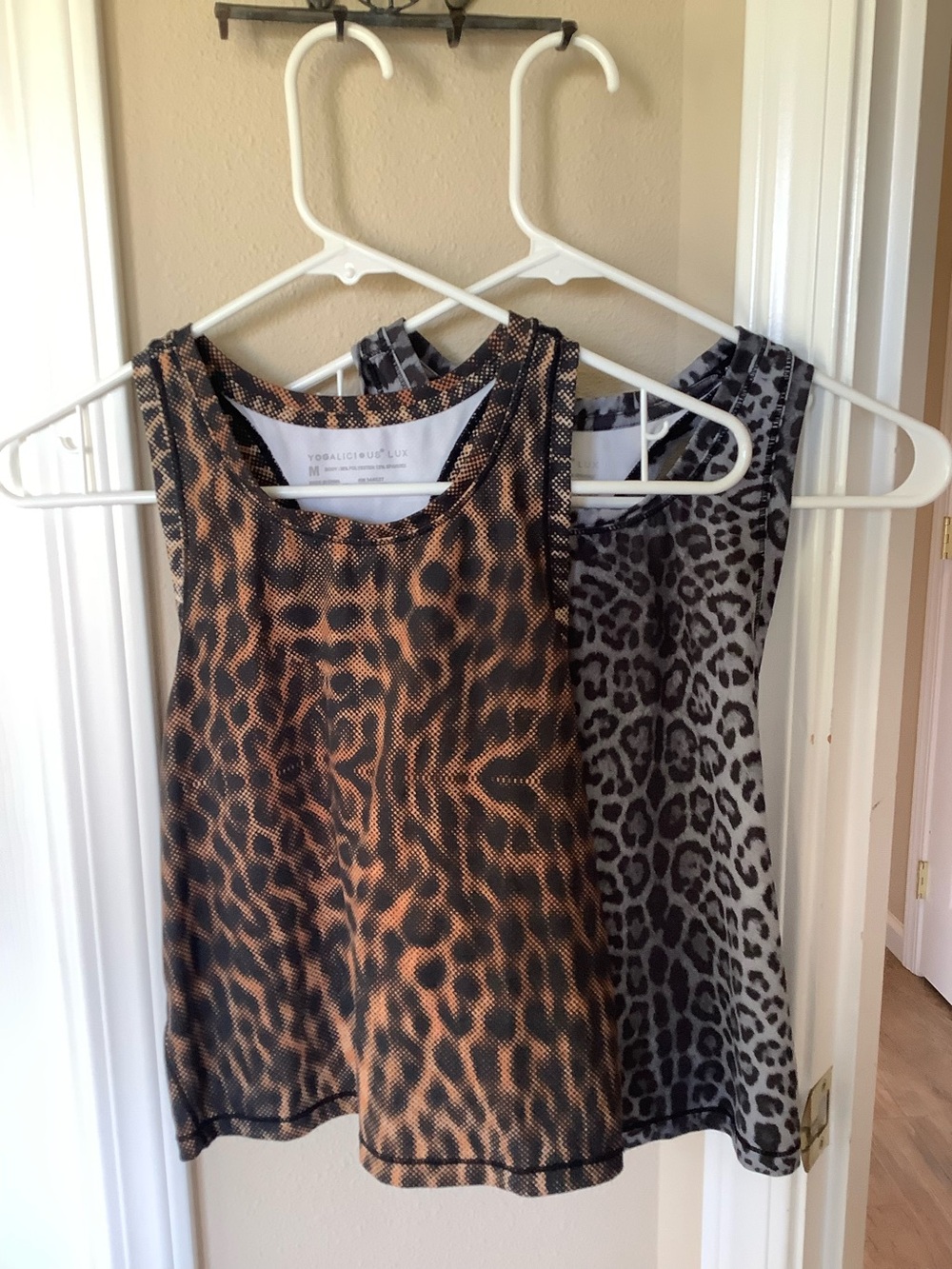 2 Yogalicious Lux Cheetah Tech Tanks NWOT